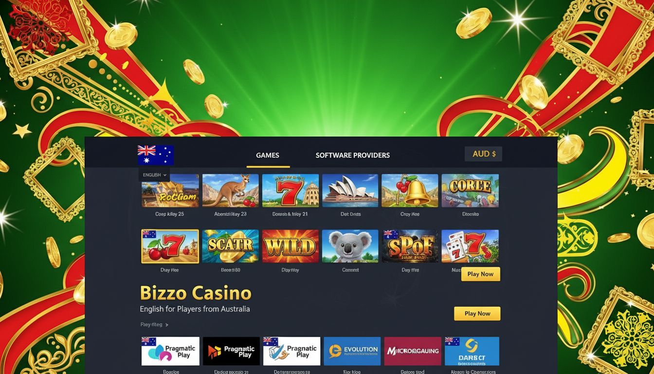 Bizzo Casino interface showcasing game lobby and promotional banners